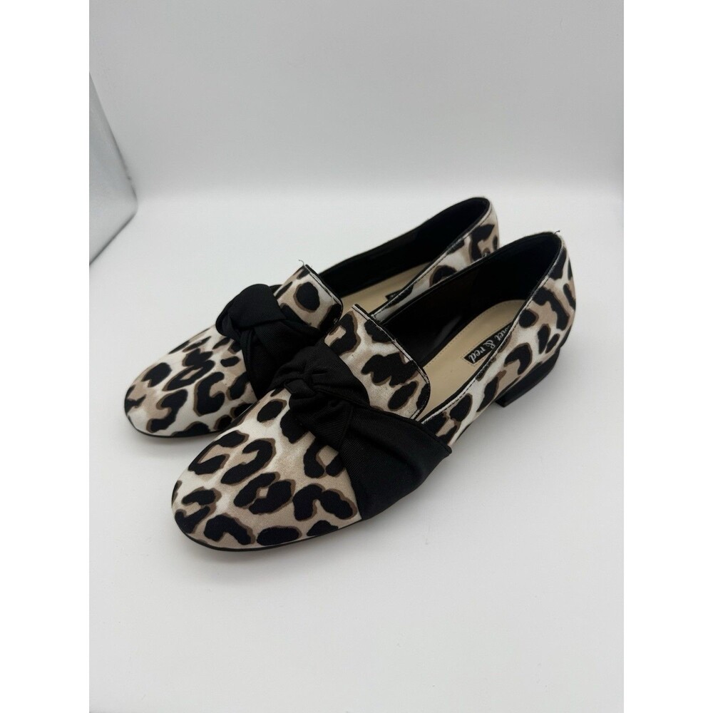 Violet & Red Session Bow Loafers Womens 9 Leopard Animal Print Work Travel